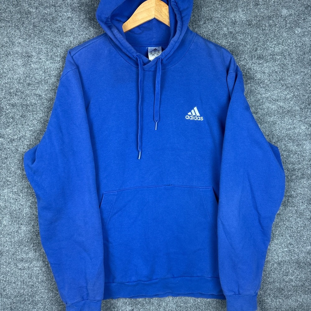 Adidas Hoodie 2XL Blue Embroidered Logo Pullover Sweatshirt Mens